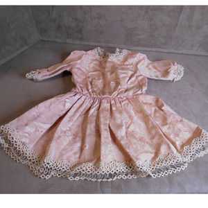 Vintage Handmade Doll Baby Dress Pink w/Lace